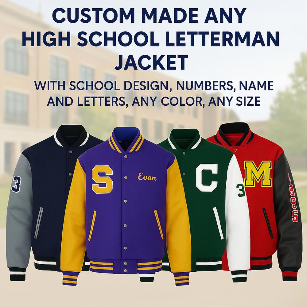 Custom High School Letterman Jacket – Embroidered Varsity Jacket Personalized